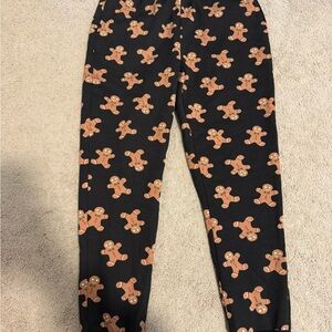 Gingerbread Print Black Pajama Pants